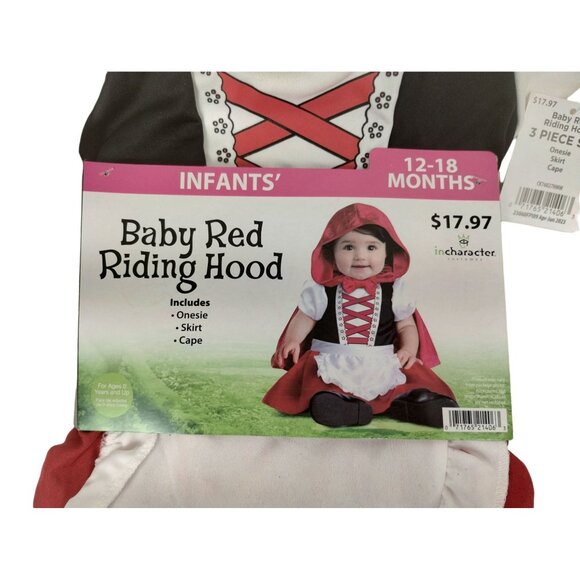 InCharacter Infant Girls 12 to 18 Months Baby Red Riding Hood Costume 3 Piece Se - Picture 4 of 7